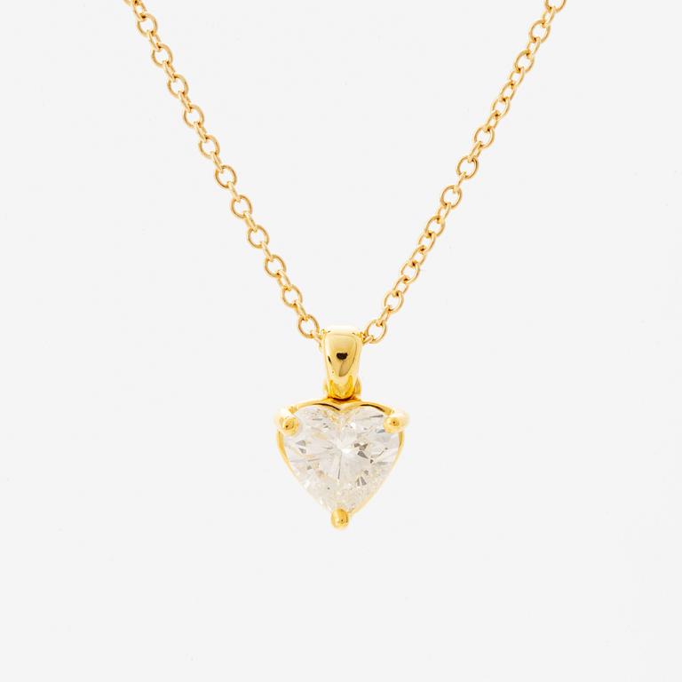COLLIER med hjärtslipad diamant med certifikat GIA.