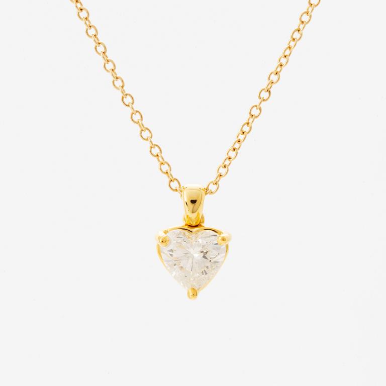 COLLIER med hjärtslipad diamant med certifikat GIA.