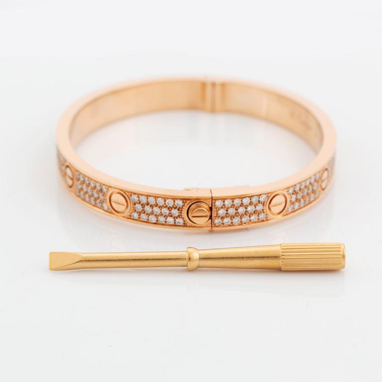 A Cartier bracelet "Love" in 18K rose gold set with round brilliant-cut diamonds.