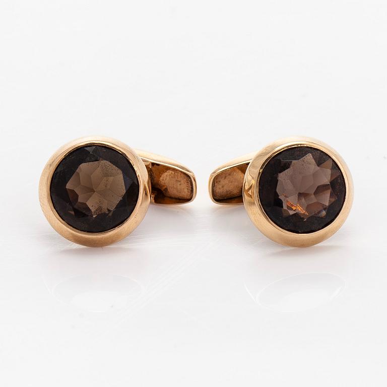 Manschettknappar, fasettslipad rökkvarts, 14K guld. Martti Viikinniemi, 1970.