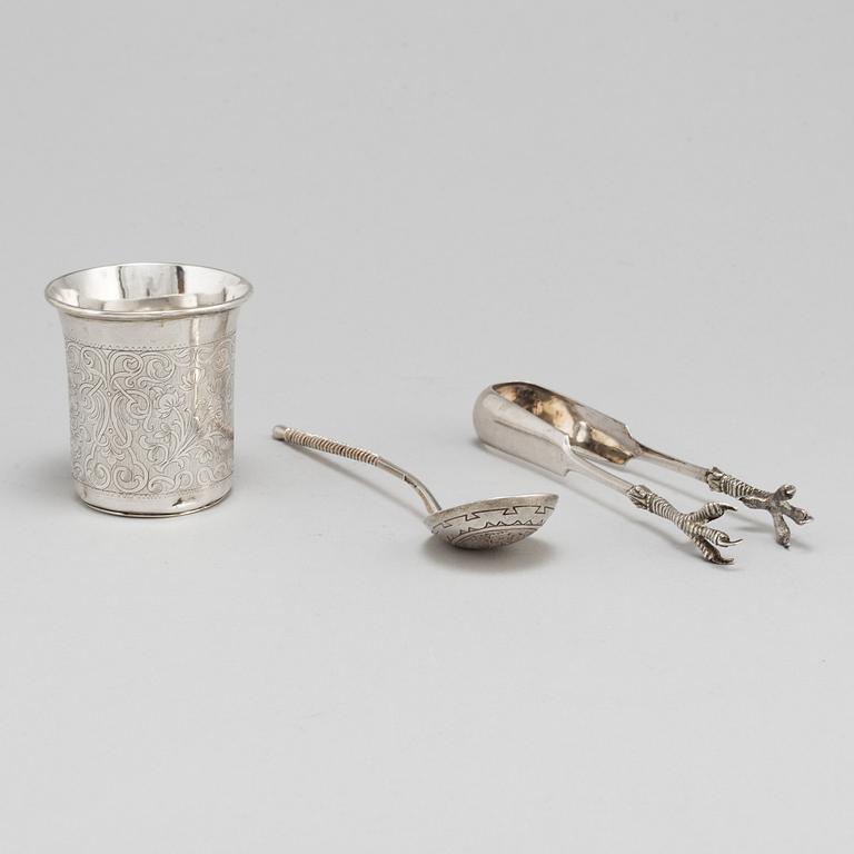 Three Russian silver objects, Moscow and St Petersburg, second half of the 19th century.