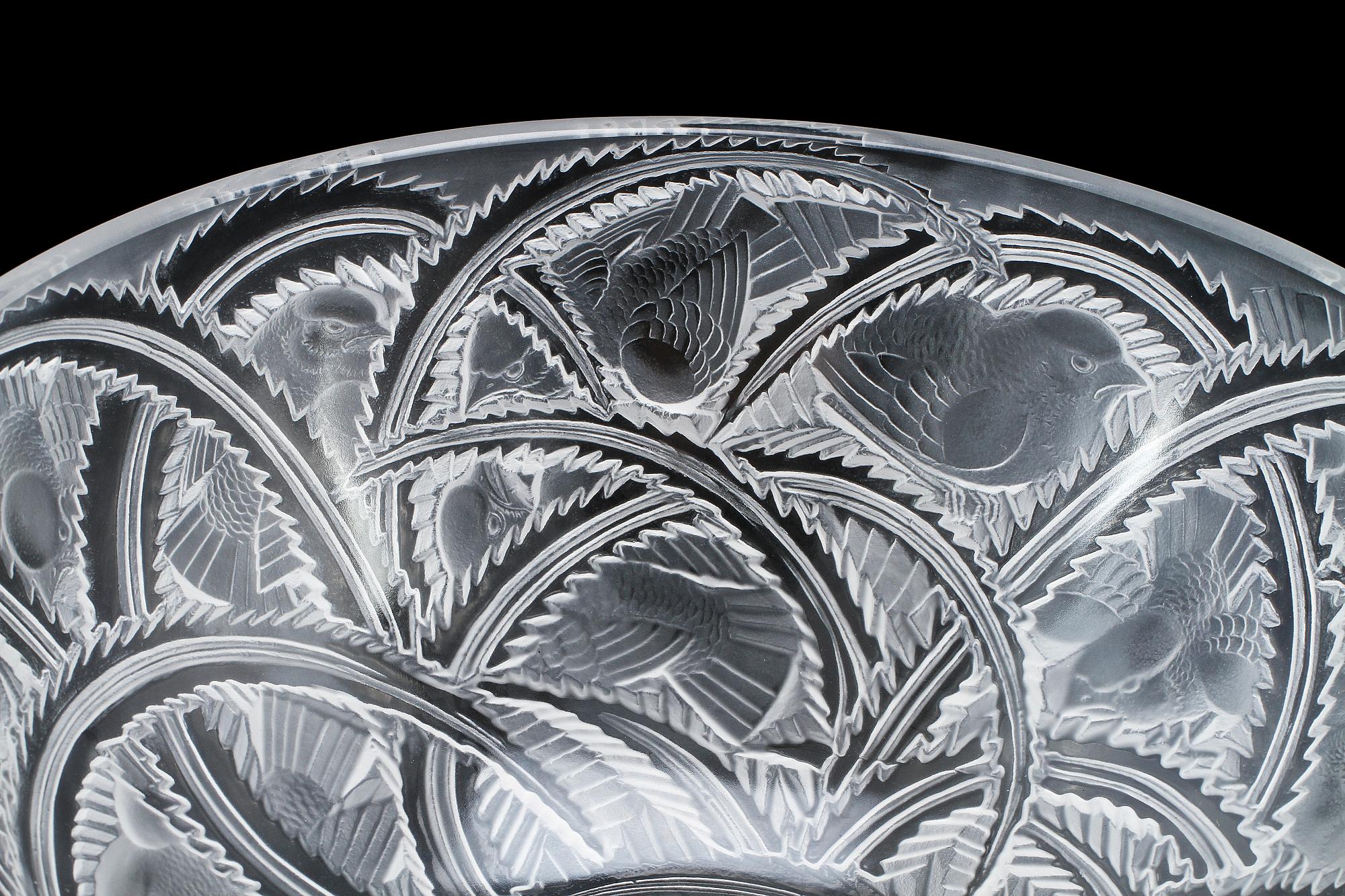 SKÅLAR, ett par, glas, "Finches", Lalique, sign "Lalique France".