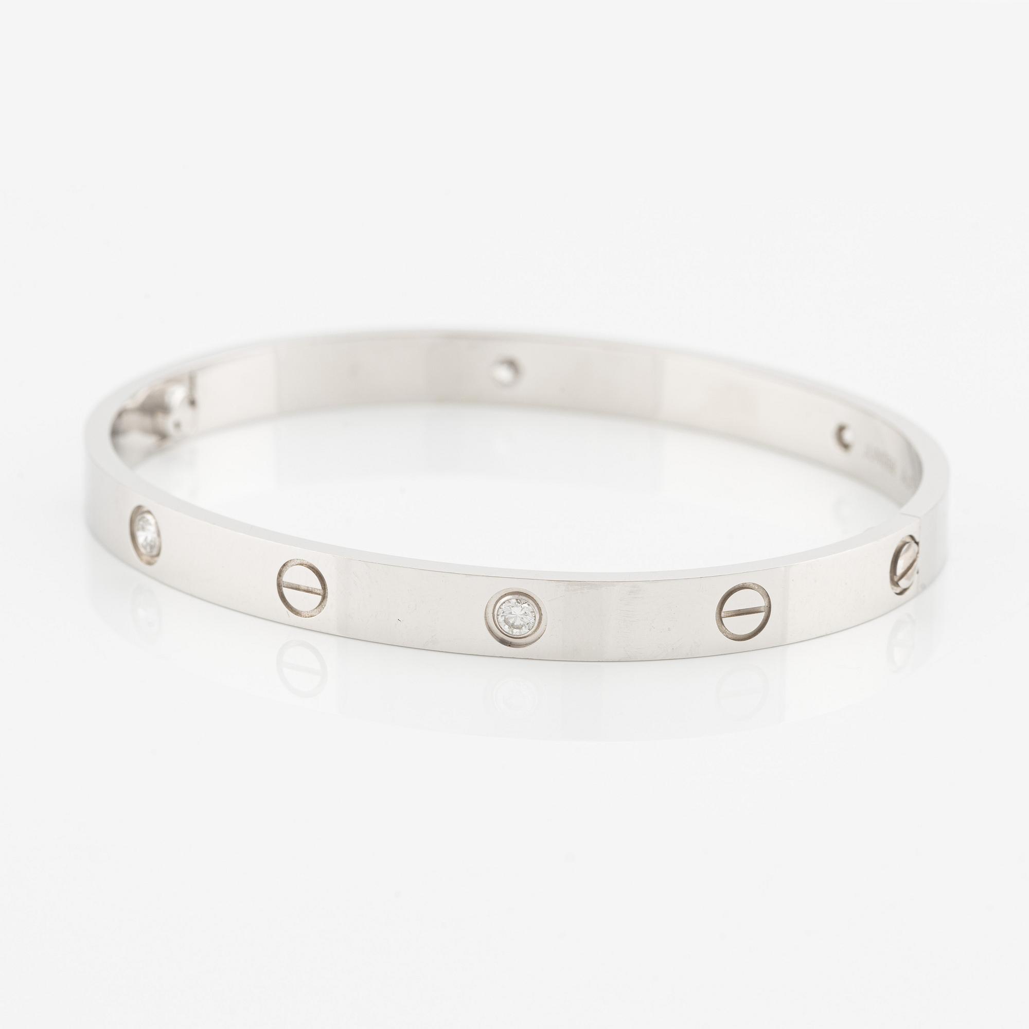 Cartier, "Love" bracelet, 18K white gold with brilliant-cut diamonds.