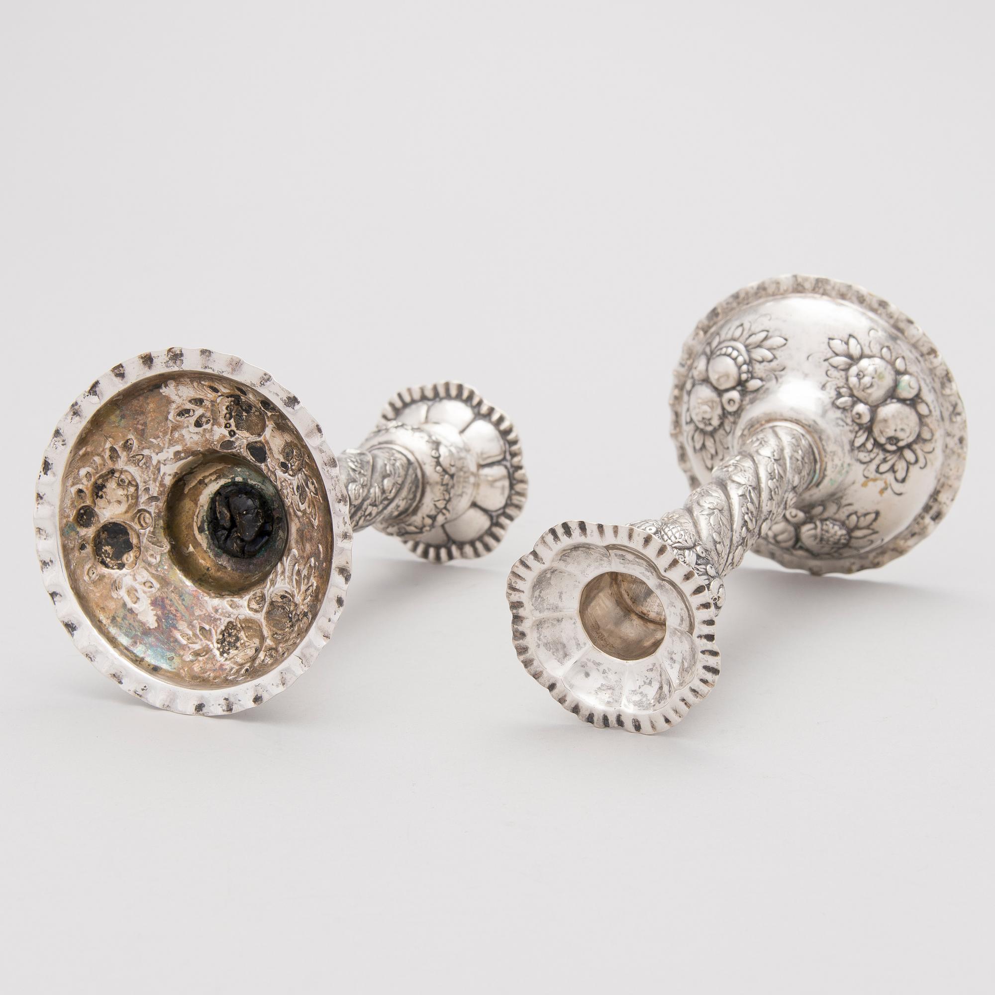 A pair of silver candlesticks, Finnish import marks 1939.