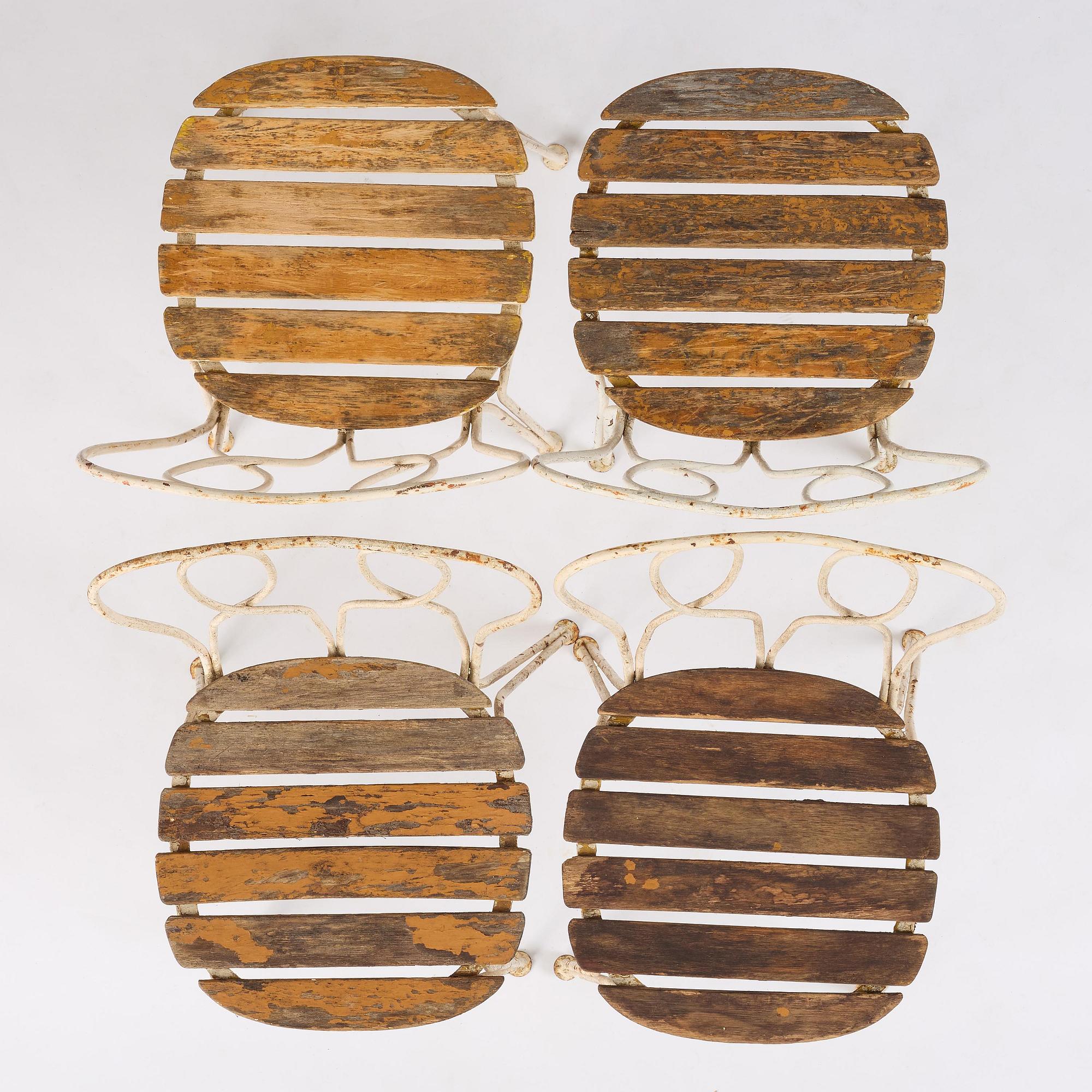 Hans Bergström, a five-piece garden furniture set, ateljé Lyktan, Åhus, 1940s-50s.