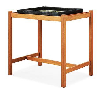 A Birger Kaipiainen stoneware and mahogany tea table, Rörstrand 1950's.