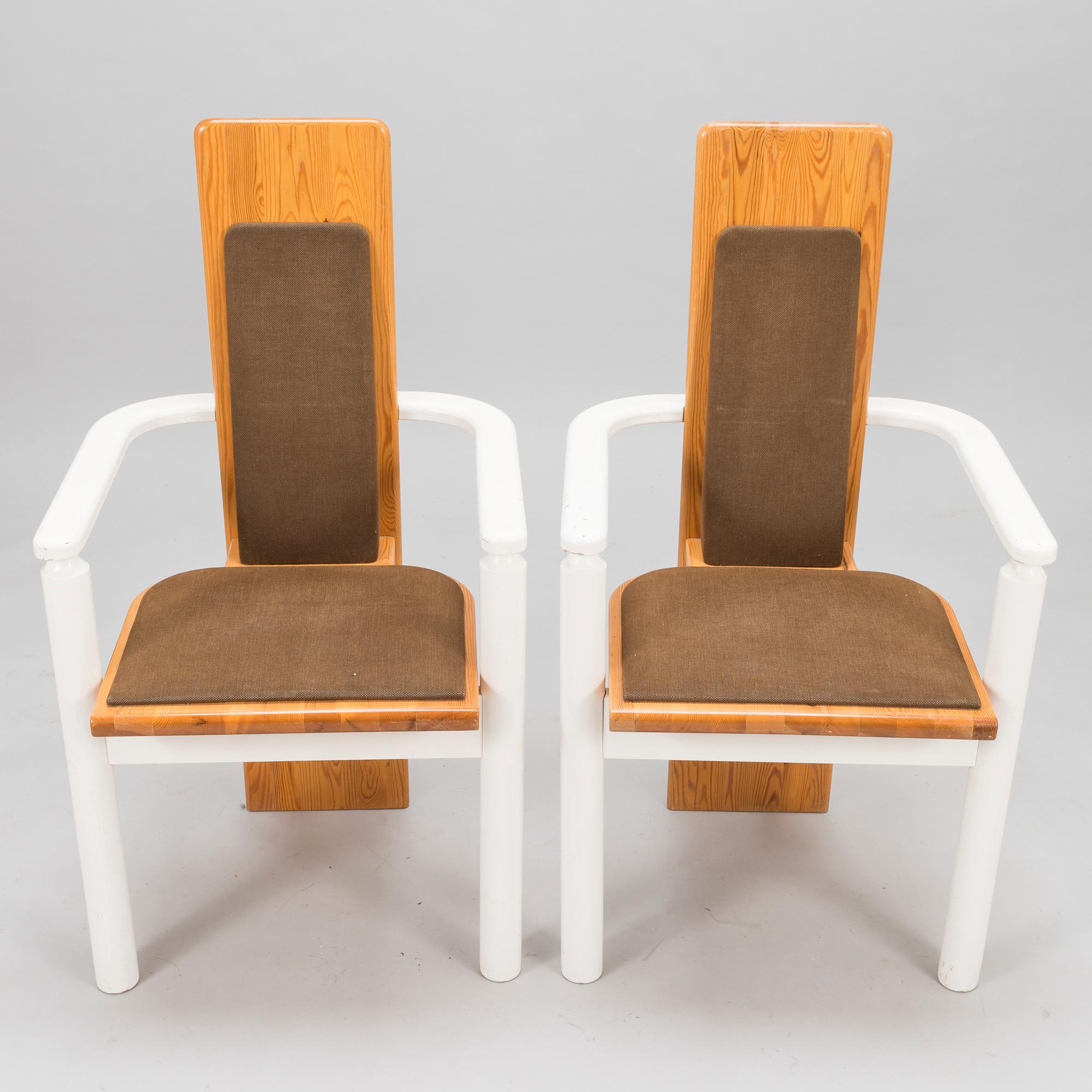 EERO AARNIO, PÖYTÄ JA TUOLEJA, 9 kpl, "Viking", Pan Puu, 1980-luvun alku.