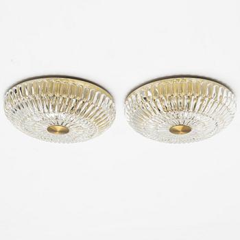A pair of ceiling lamps, Orrefors, second half of the 20th century.