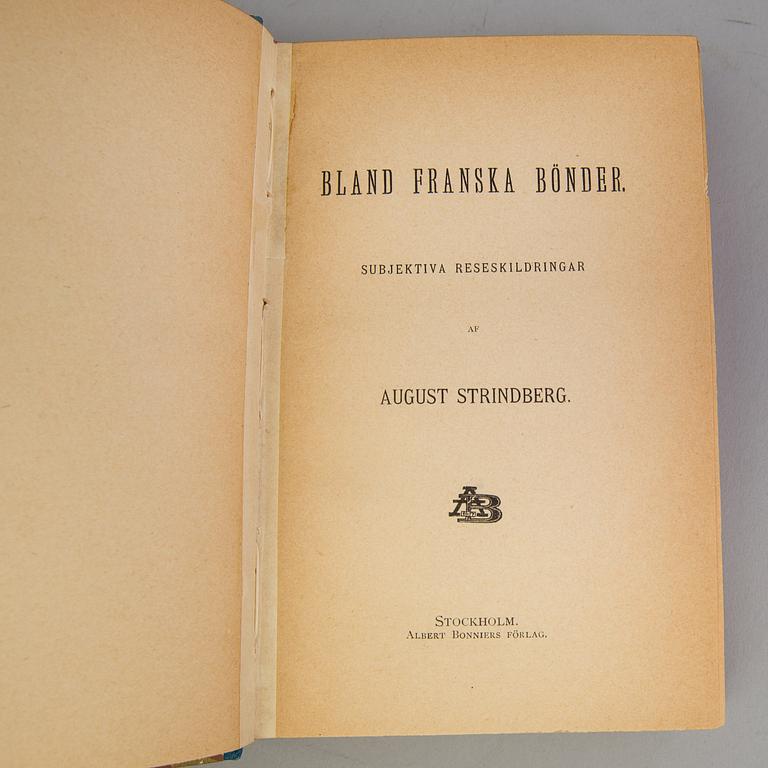 AUGUST STRINDBERG, böcker, 5 volym originalupplagor, 1800-talets slut.