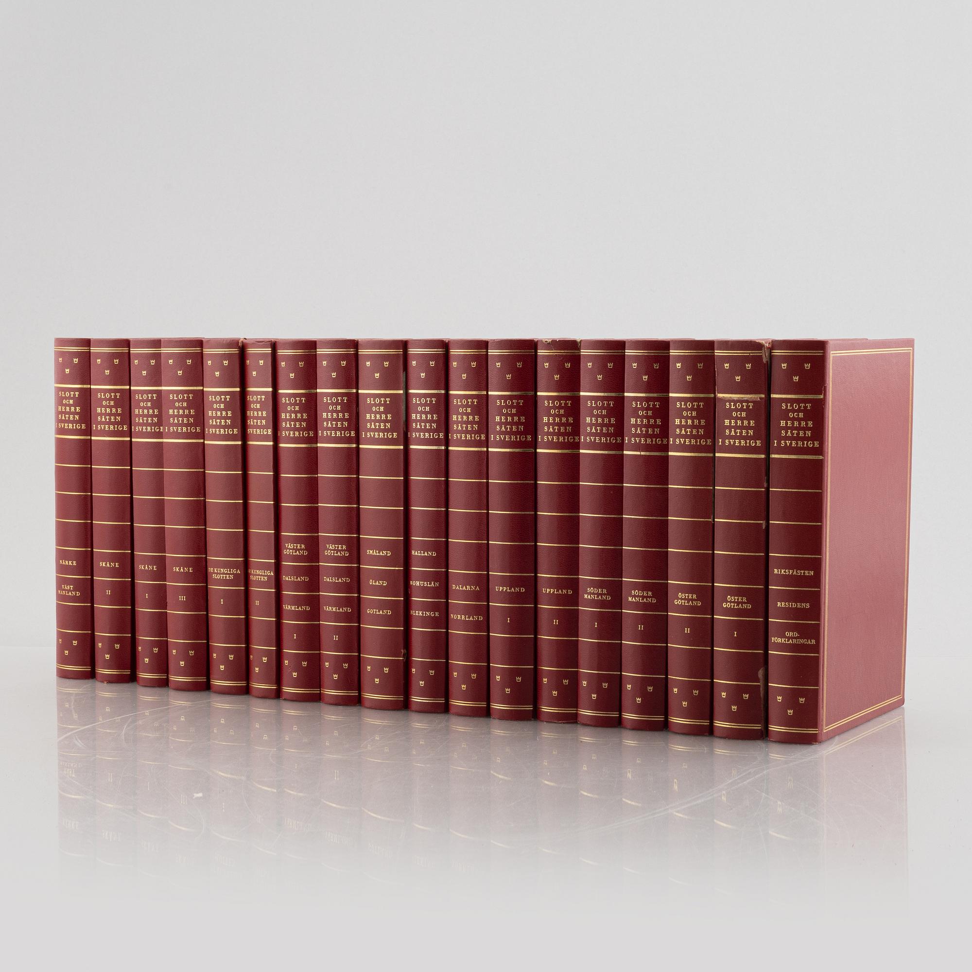 Books, 'Svenska slott och herresäten', 18 volumes, Allhems förlag, Malmö 1966-1971.
