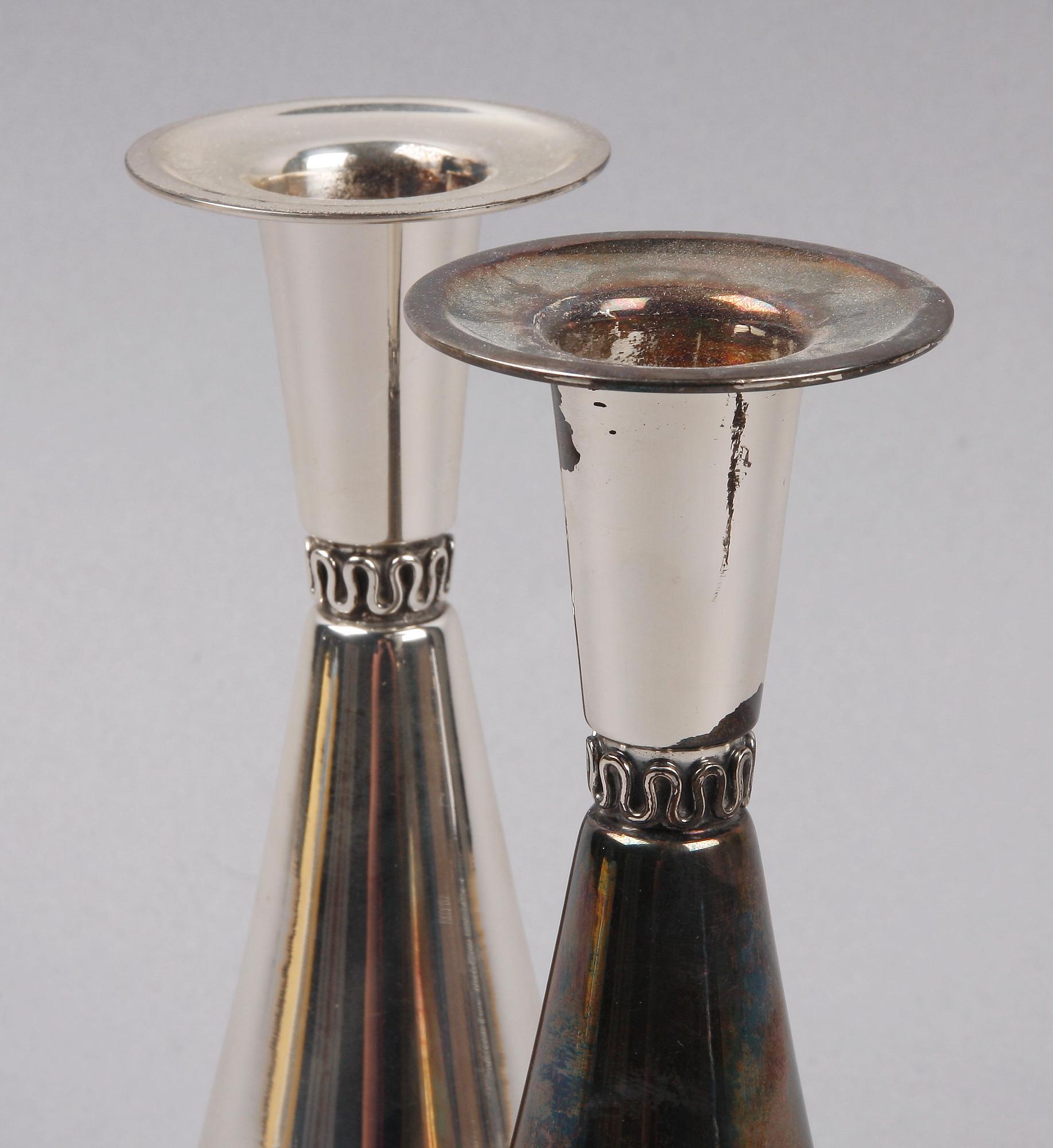 LJUSSTAKAR, ett par, sterling silver, Tyskland, svenska importstämplar. 1900-talets andra hälft.