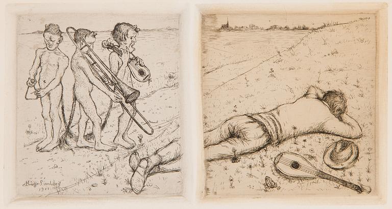 Hugo Simberg, "Epäsointuja" & "Nukahtanut pelimanni".