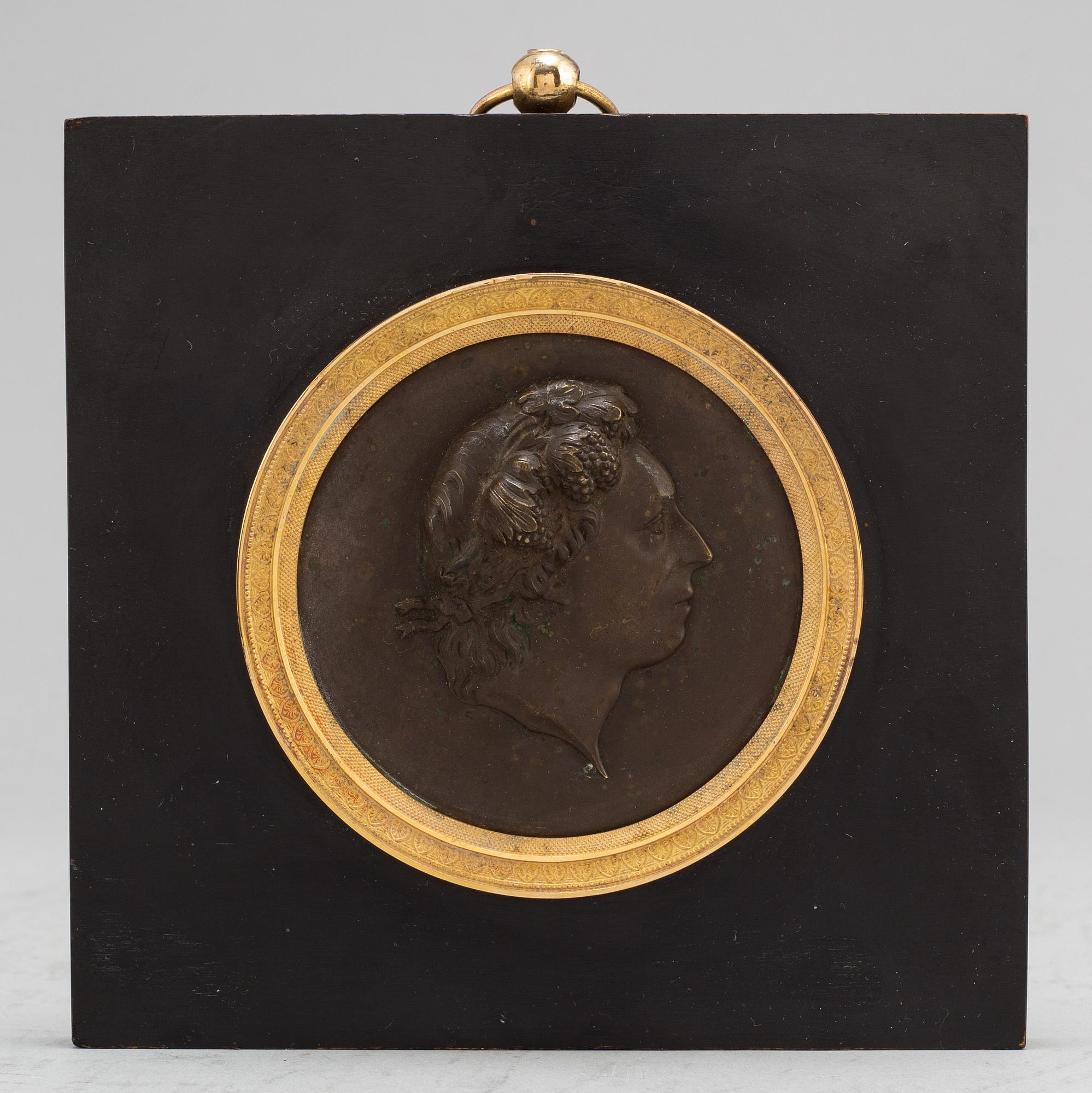 PORTRÄTTMEDALJONG, föreställande Carl Michael Bellman, empire, 1800-talets början.