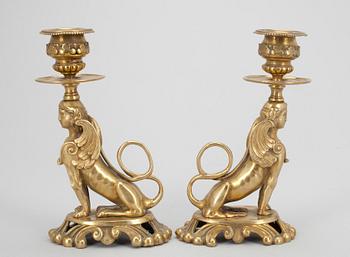 LJUSSTAKAR, ett par, mässing, Louis Philippe, Frankrike 1800-talets första hälft.