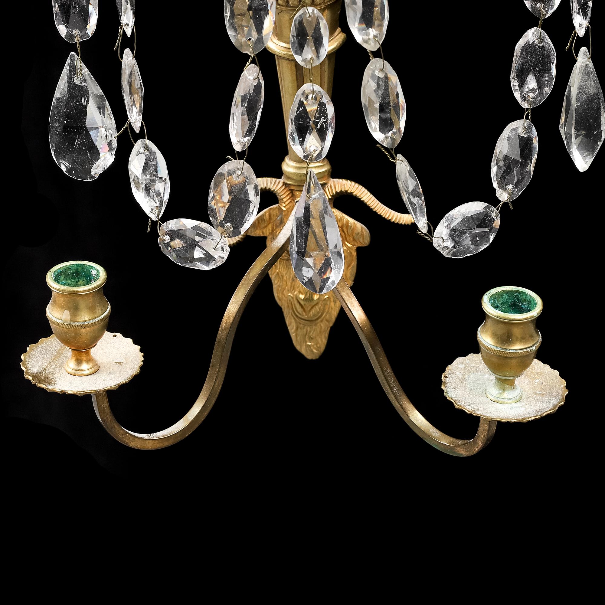 Vägglystrar, för två ljus, ett par, gustaviansk stil, 1900-tal.
