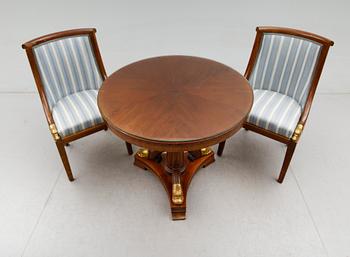 BORD SAMT STOLAR 1 par, empirestil, 1900-talets första hälft.