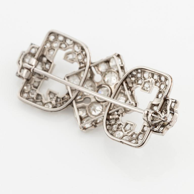 A Cartier platinum brooch set with old-cut diamonds, Art Déco.