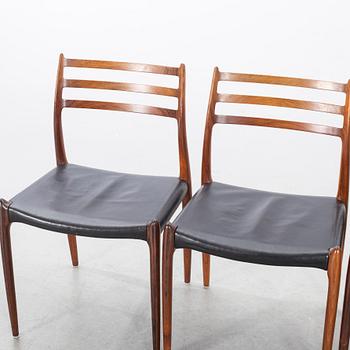 A Table from Slagelse Möbelvaerk A/S and 4 chairs, Niels Otto Møller, JL Møller. Denmark, 1960's.