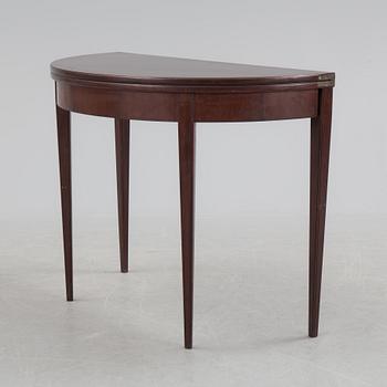 SIDE TABLE / FOLDING DINNER DEMI LUNE TABLE, mahogany, 20th century.