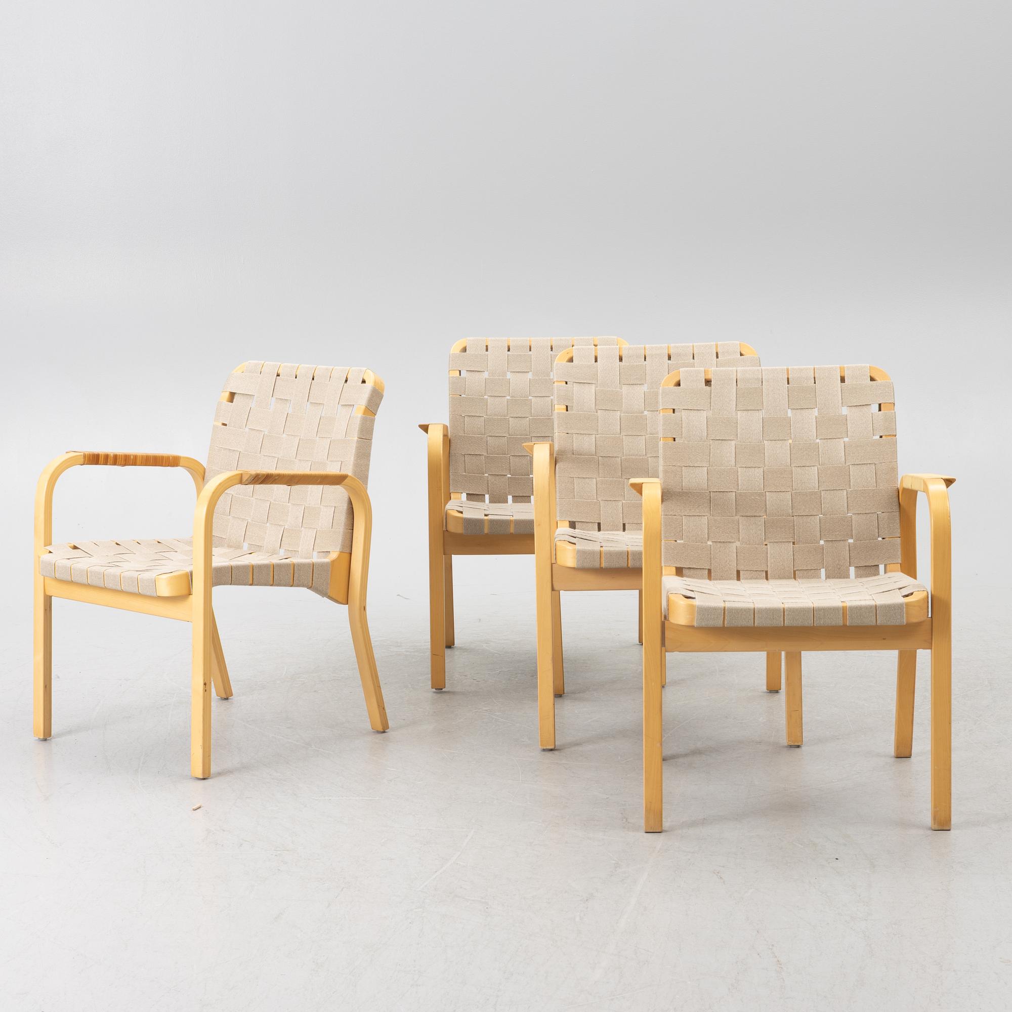 Alvar Aalto, Armchairs, 4 pcs, model 45, Artek, Finland.