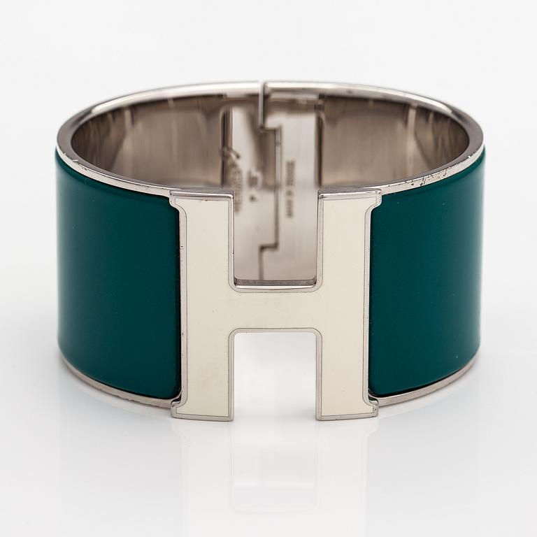 Hermès, Armband "Click H", metall och turkos och vit emalj. Märkt Hermès, P, S, Made in France.