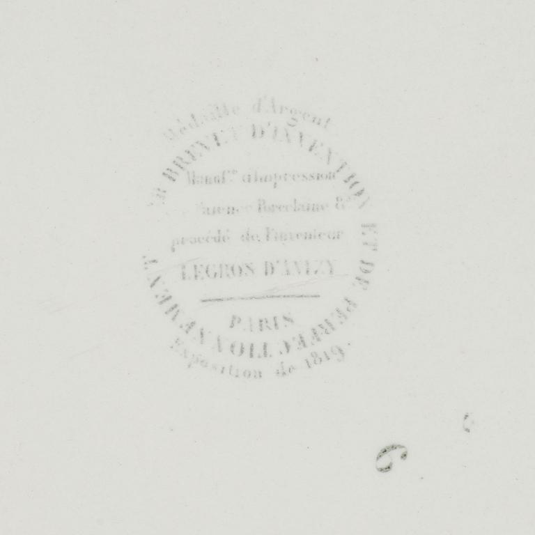 TALLRIKAR, 9 st, flintgods, Frankrike 1820-30-tal.