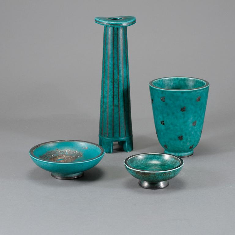 PARTI STENGODS, 4 delar, "Argenta", Wilhelm Kåge, Gustavsberg, 1900-tal.