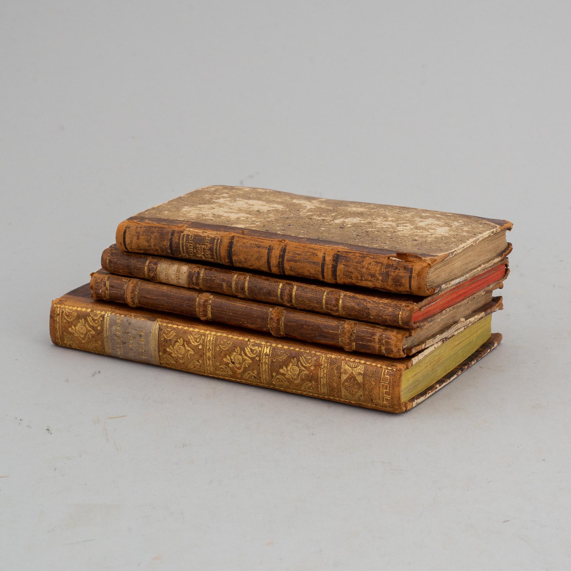 Undervisning & bagateller för folket, fem skrifter i fyra volymer, 1765-1827 (4 vol).