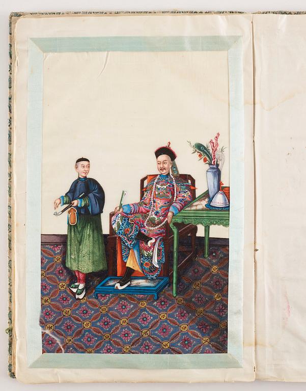 An album with 12 Chinese paintings by anonymous artist, Qing dynasty, 19th Century.