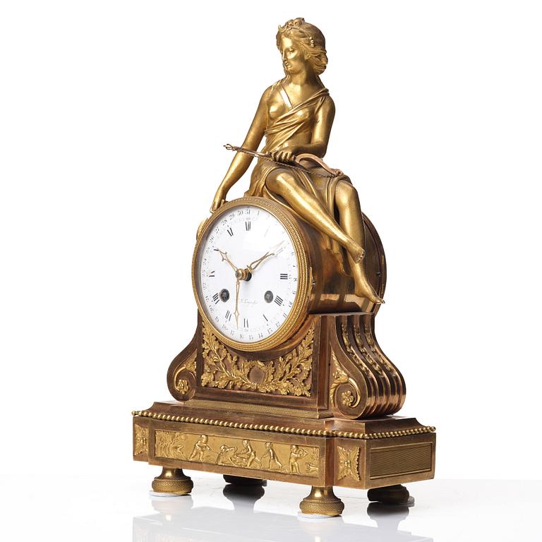 A French Empire early 18th century mantel clock by L J Laguesse.