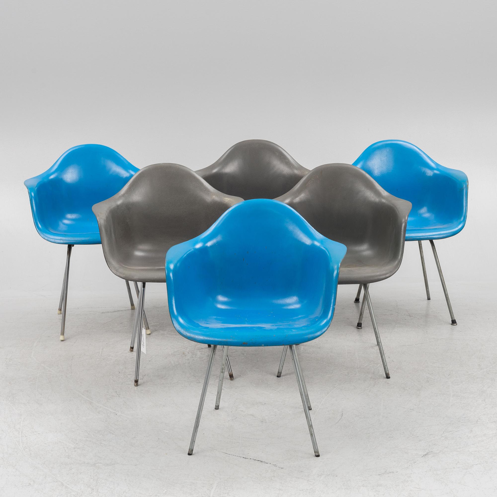 Charles & Ray Eames, six 'Plastic Chairs', Herman Miller, 1960's.
