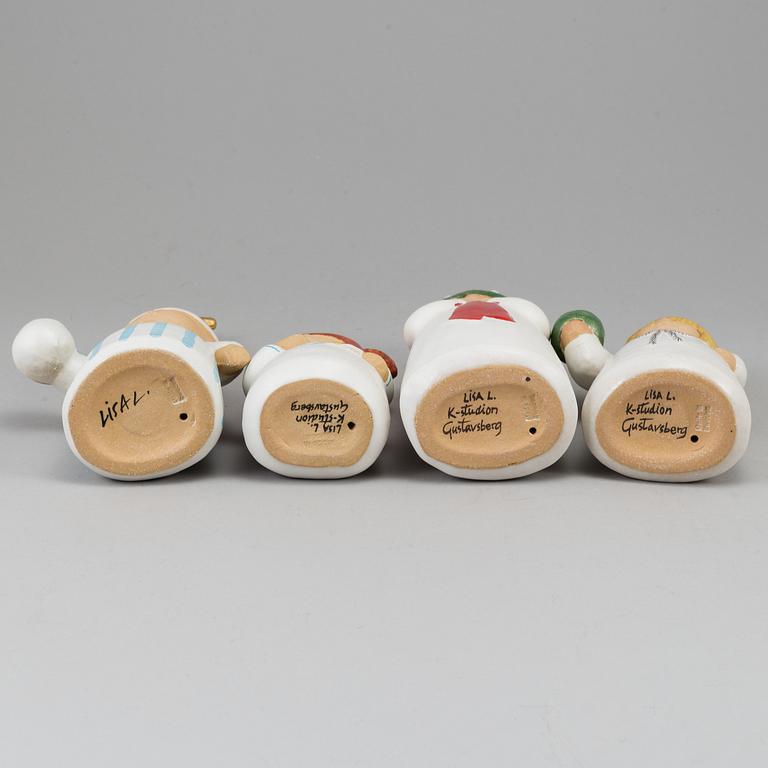 LISA LARSON, 4 st, Luciatåg, ljusstakar/figuriner, signerade, Gustavsberg.