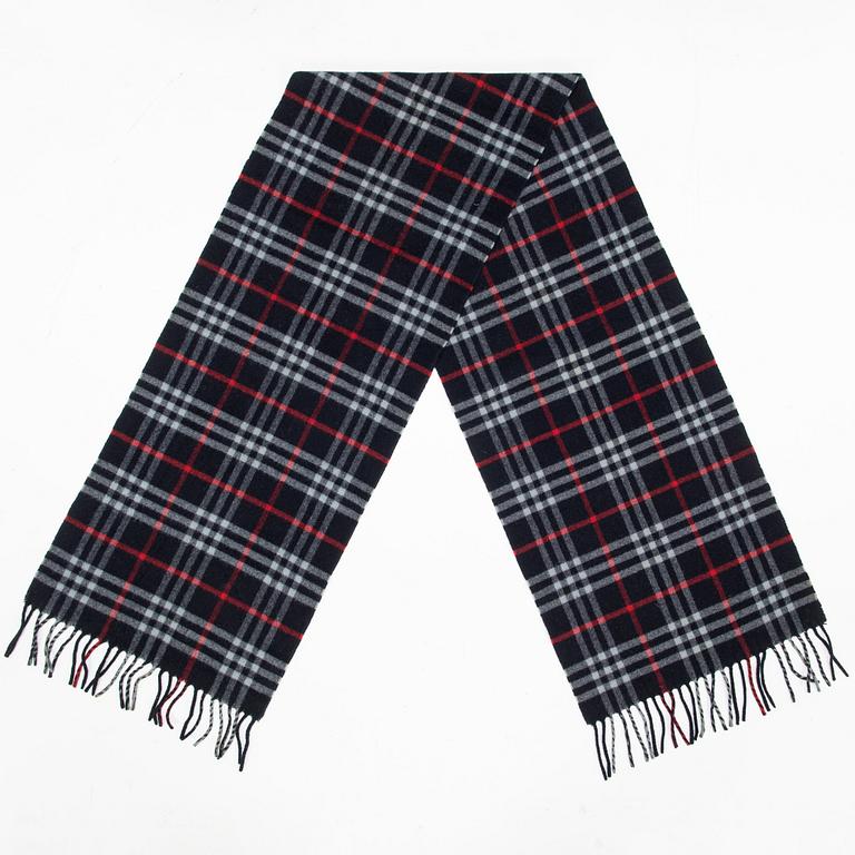 Burberry, check lambs wool scarf.