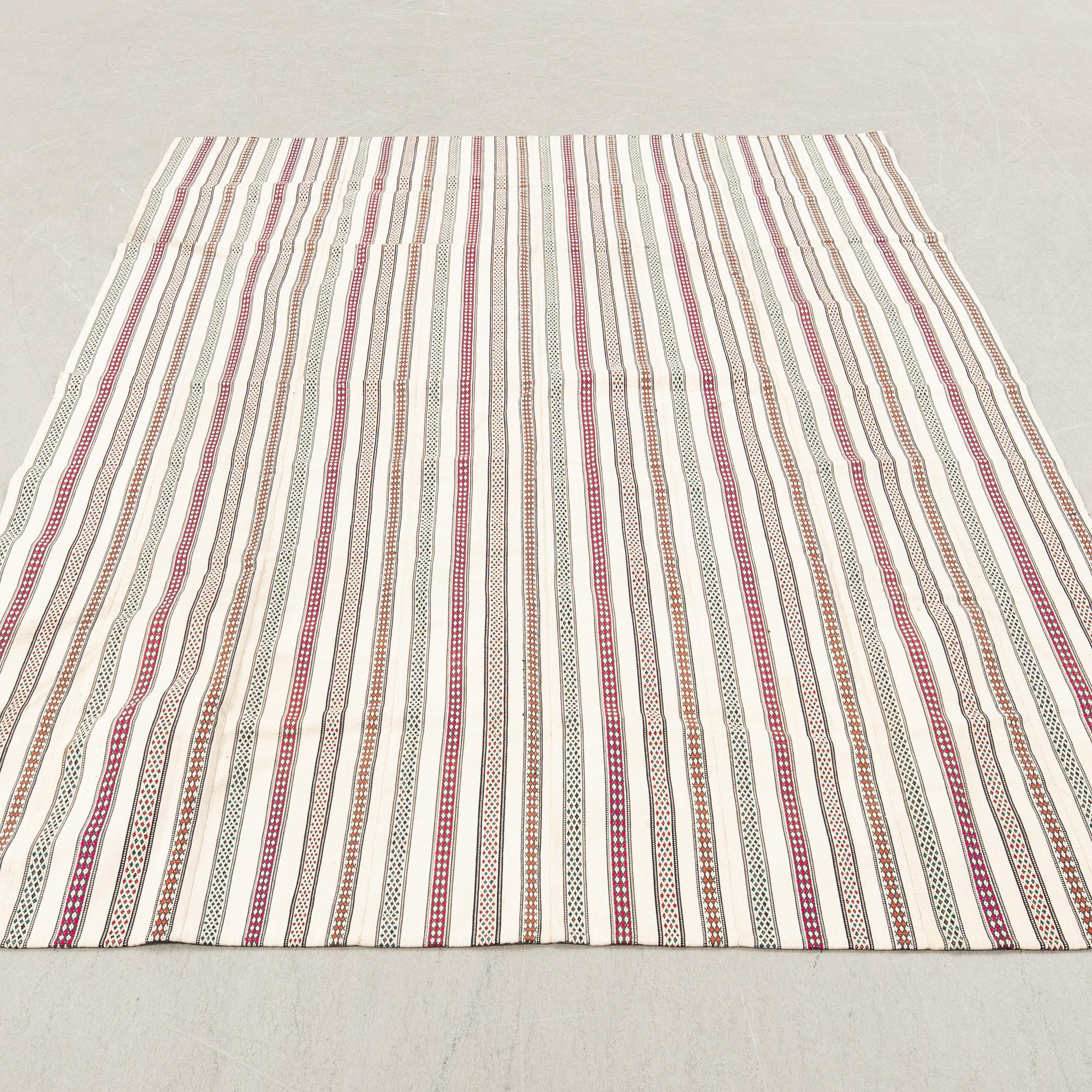 Fabric Masoleh/Gilan Jajim semi-antique/antique eight joined panels approximately 223x156 cm.