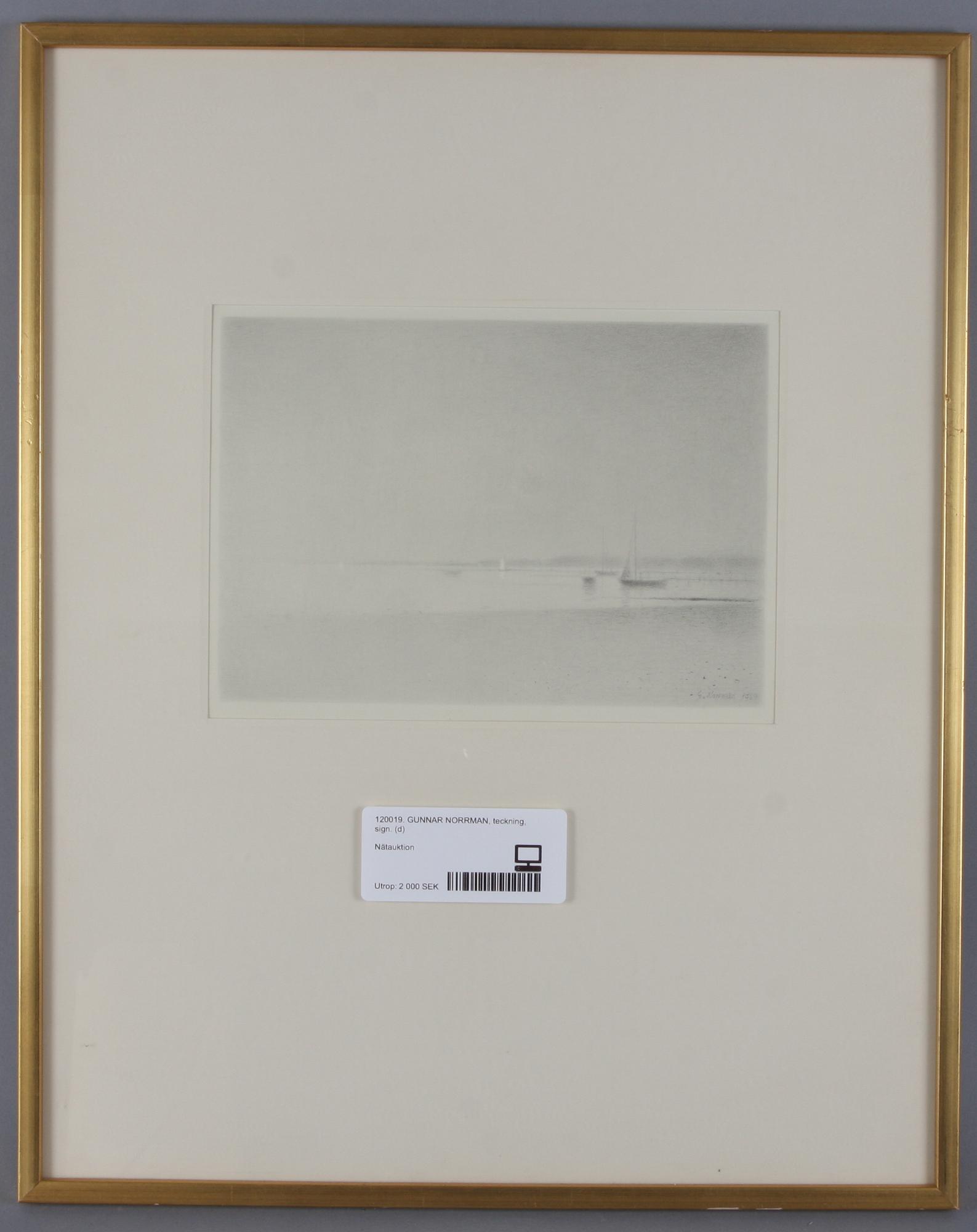 GUNNAR NORRMAN, teckning, sign.