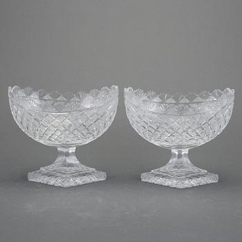 UPPSATSSKÅLAR, ett par glas, sannolikt England/Irland, omkr år 1900.