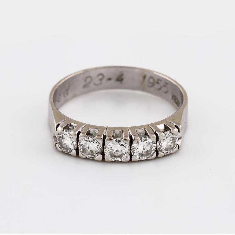 A brilliant cut diamond ring.