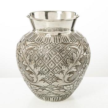 A Rococo style silver vase, 20th century.
