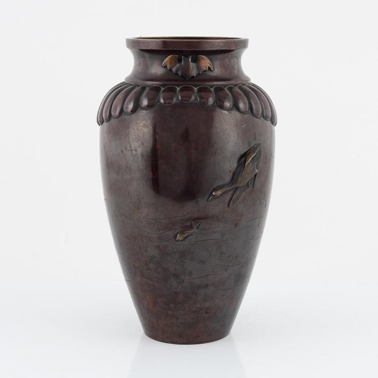 A Japanese bronze vase, early 20th Century.