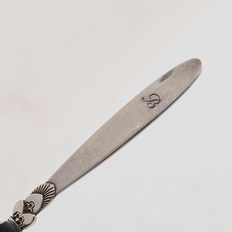 Gundorph Albertus, A set of six sterling silver mocha spoons, model, 'Cactus', Georg Jensen, Denmark, 1933-44.