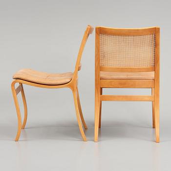 Bruno Mathsson, a set of 6 'Kerstin' beech and rattan chairs, Dux, Sweden, post 1979.