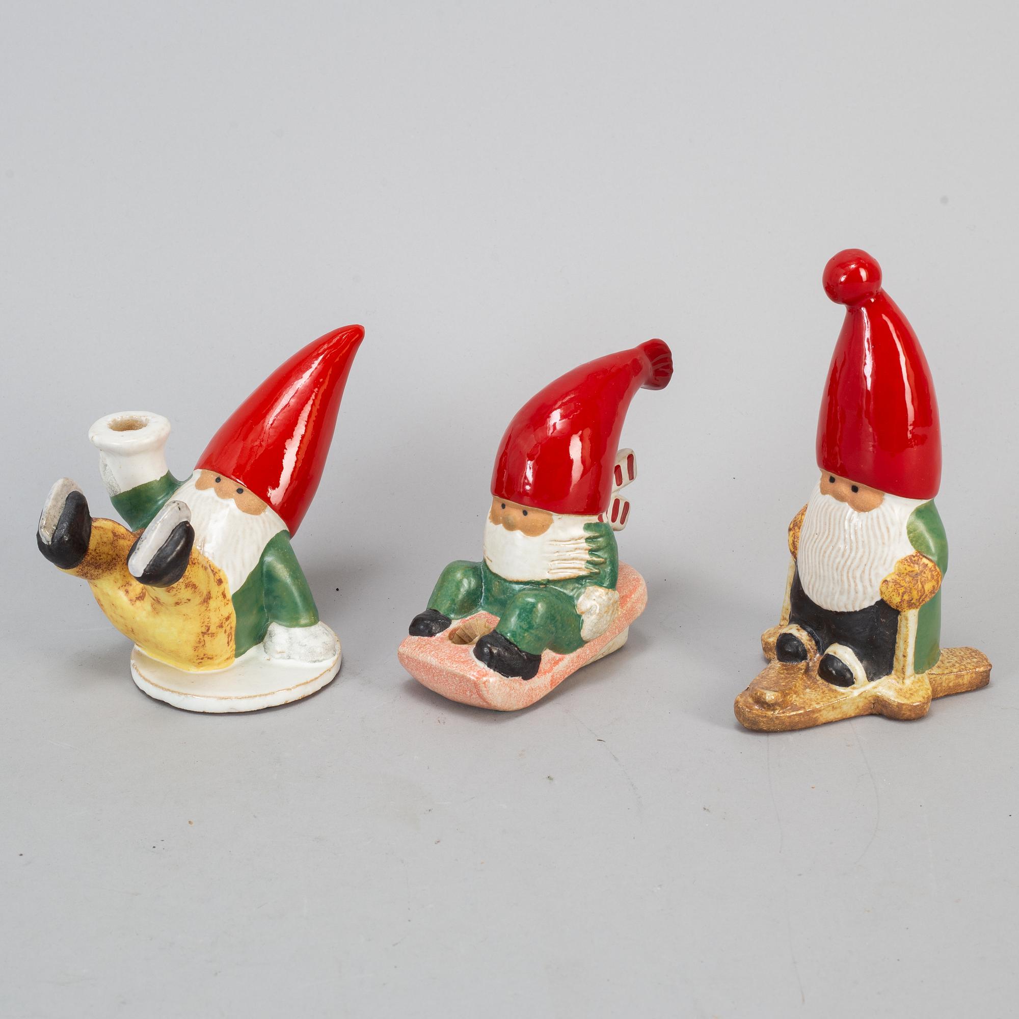 A set of three stoneware candlesticks/figurines, K-studion Gustavsberg.