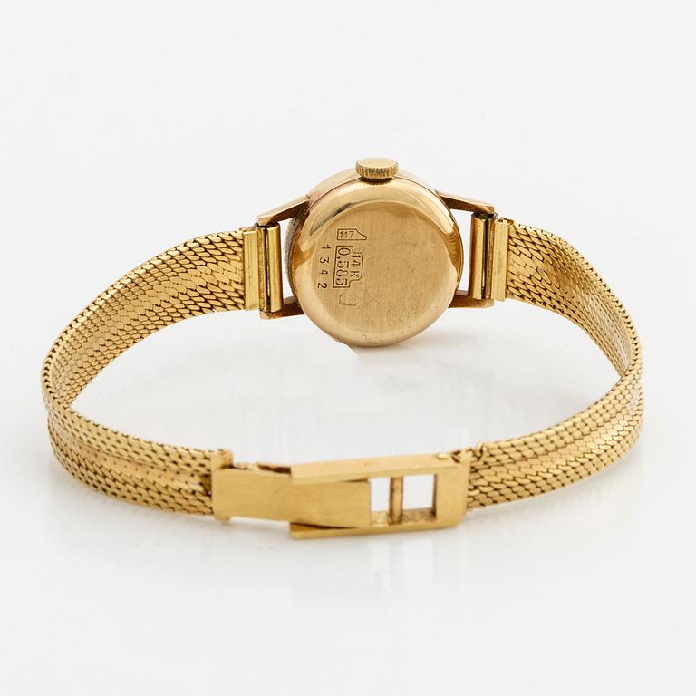 HELVETIA - WRISTWATCH, 14K gold, gold bracelet 18K, 17 mm.