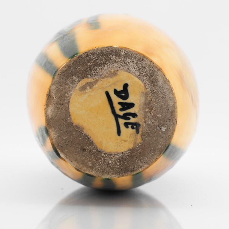 Louis August Dage, vase, ceramics, late Art Nouveau, France, 1920s.