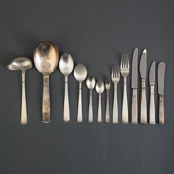 79 pieces silver cutlery from Jacob Ängman, "Rosenholm", late 20th century.