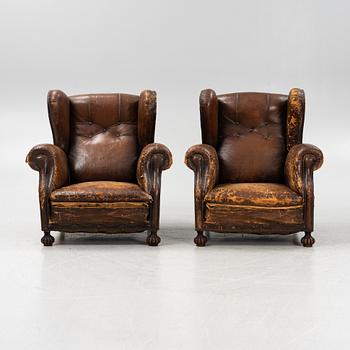 A pair of easy chairs, possibly Otto Schulz,  1930-40's. Boet, Sweden.