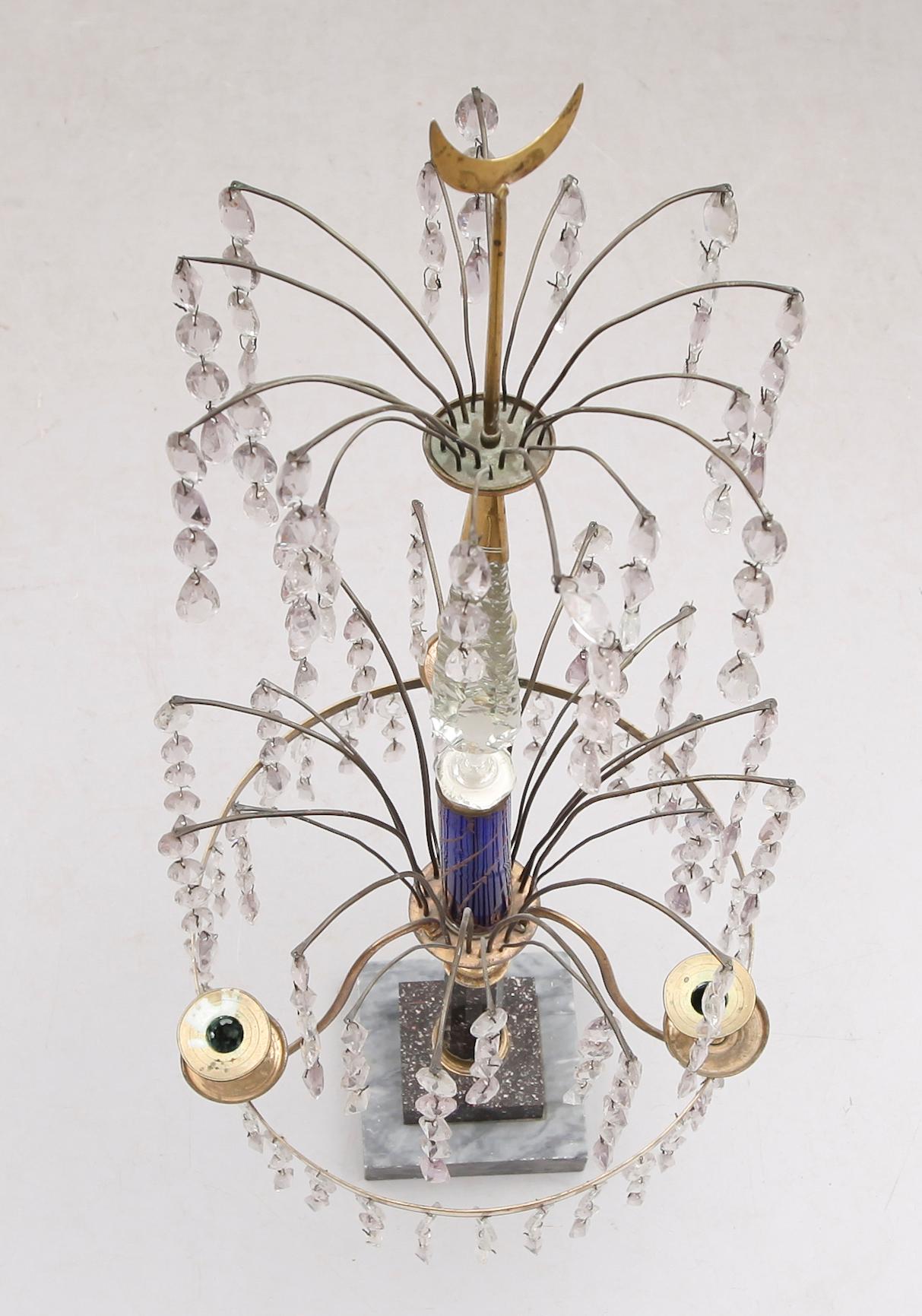 BORDSLYSTER, för tre ljus. Sengustaviansk, omkring år 1800.