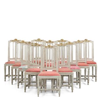 67. A suite of twelve Gustavian chairs by M. Lundberg the Elder (master 1774-1812).