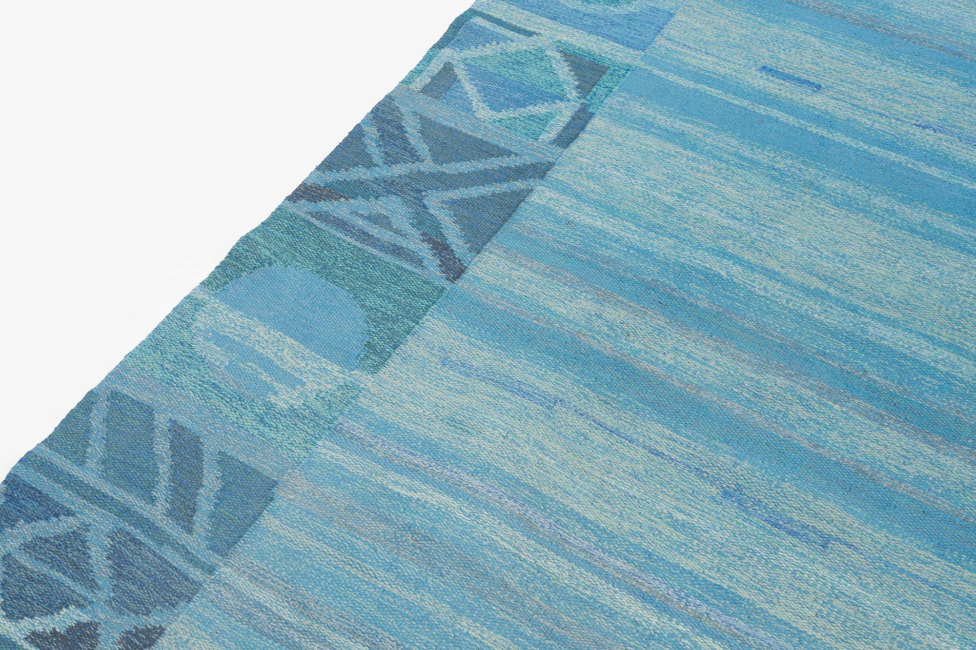 Alice Lund, a carpet, flat weave, c 307 x 250 cm, Alice Lund textiles, signed AL.