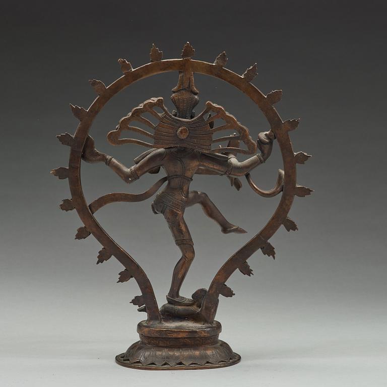 A bronze figure of Shiva Nataraja, India, early 20th Century.